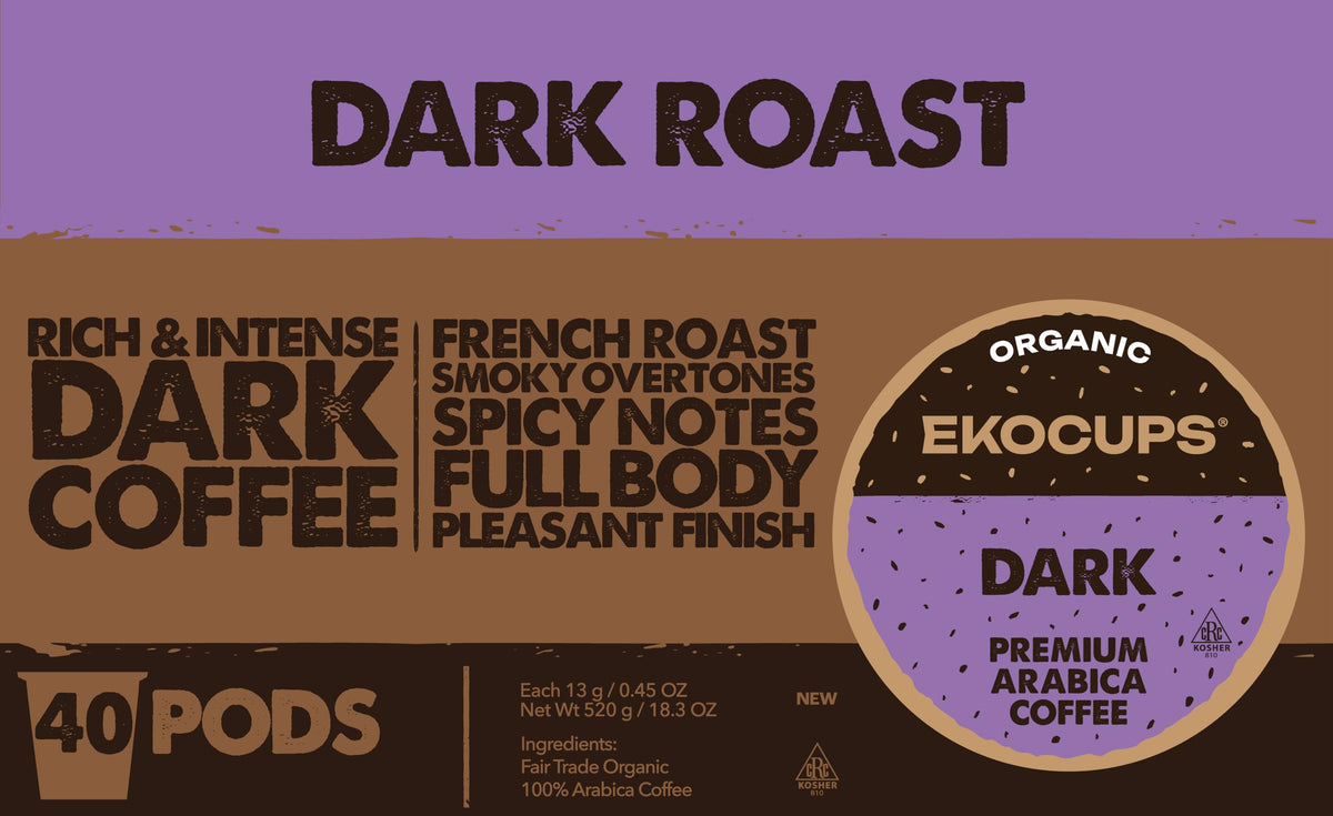 Organic Dark Roast Coffee Pods, 40 Recyclable Capsules E939