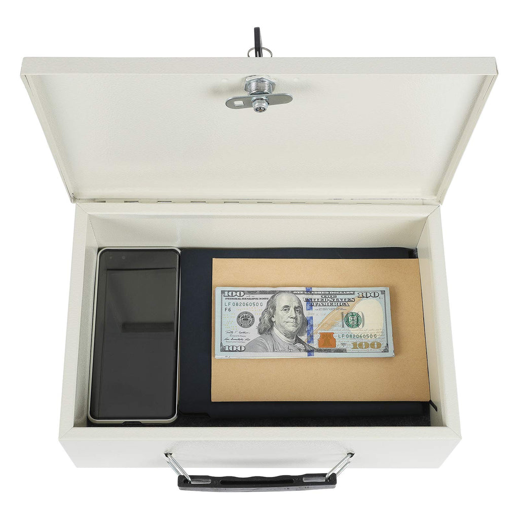Fireproof Document Box with Key Lock Beige U81435