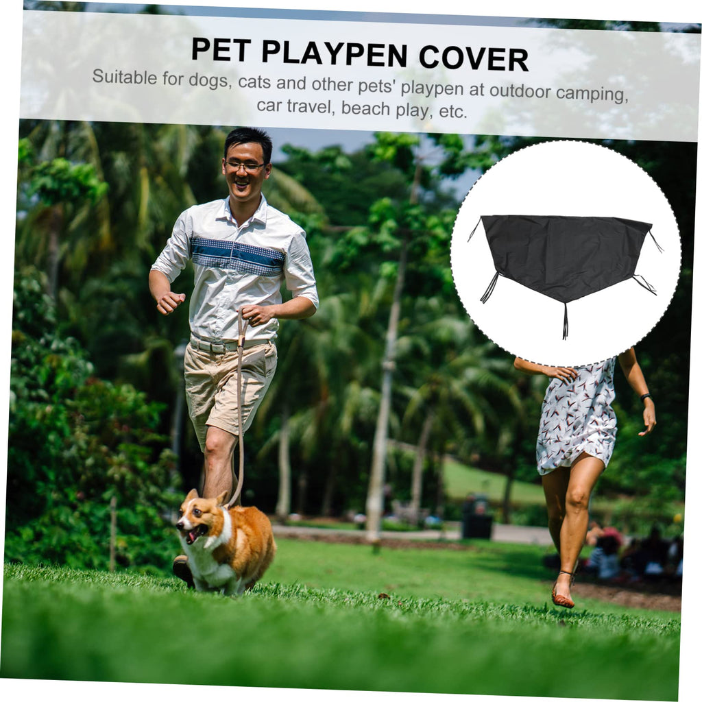 Waterproof Sunproof Dog Playpen Roof Cover 210D Oxford Cloth Black J2759