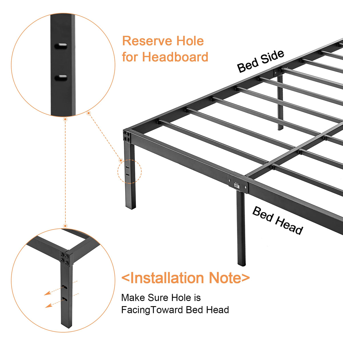 Queen Size Metal Platform Bed Frame K608126