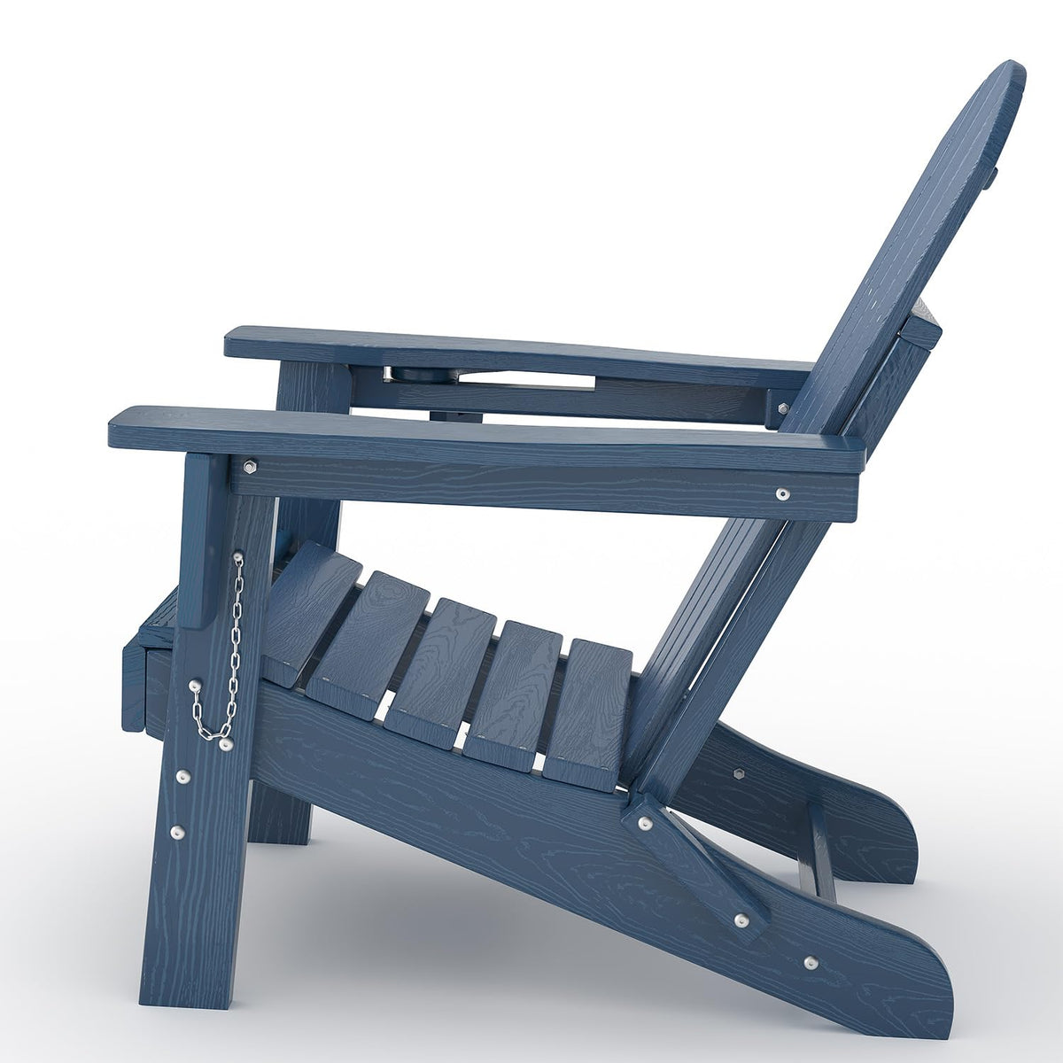 Navy Blue HDPE Folding Adirondack Chair Set of 6 with Cup Holder O2961
