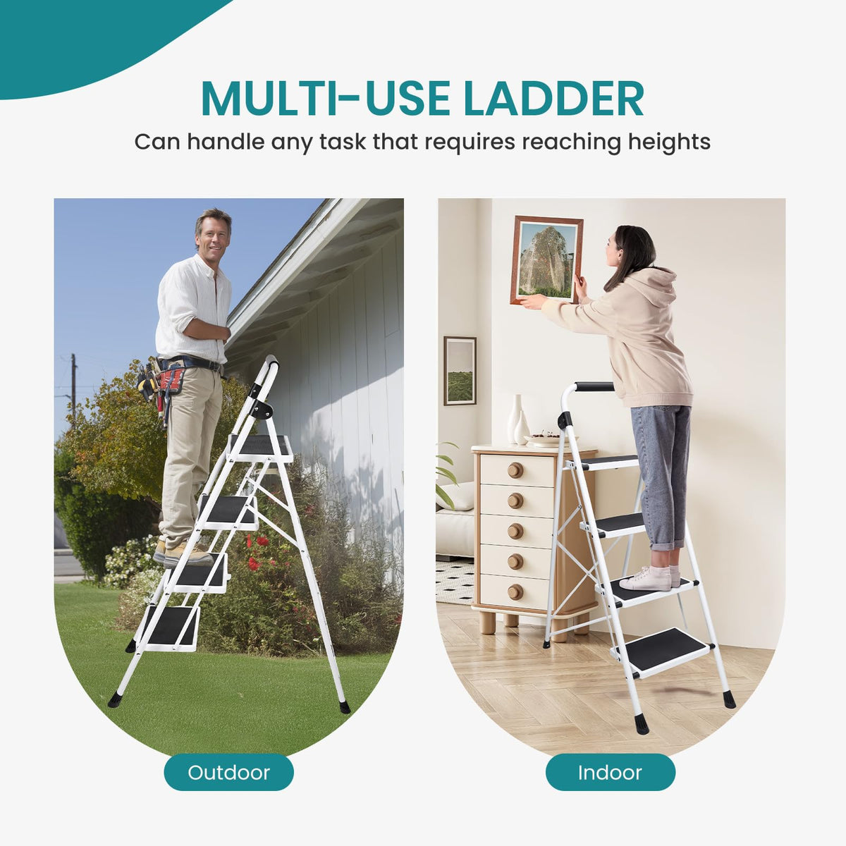 4 Step Foldable Step Stool with Anti-Slip Pedal M211