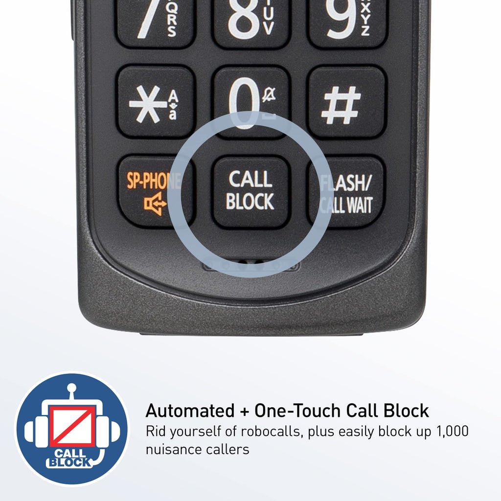 Metallic Black 5 Handset Cordless Phone System with Answering Machine O954