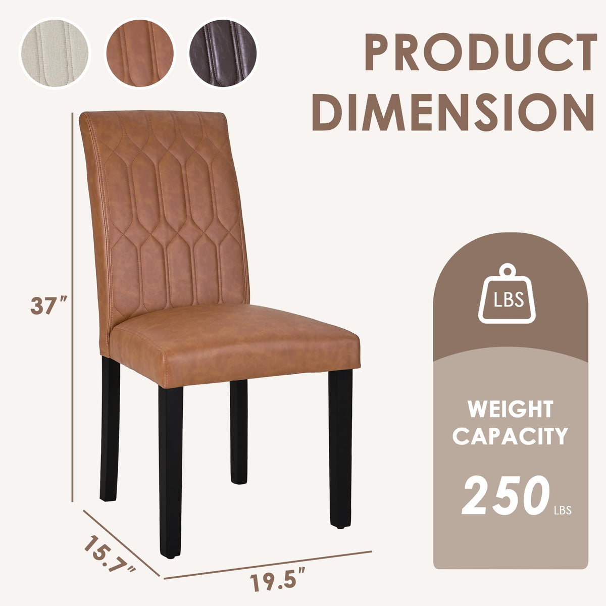 Upholstered Dining Chairs Set of 2 PU Leather Brown W1072