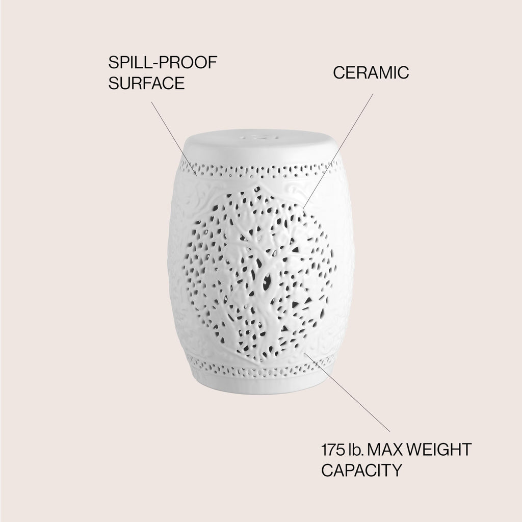 White Ceramic Garden Stool U359