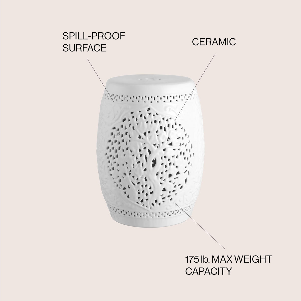 White Ceramic Garden Stool U359