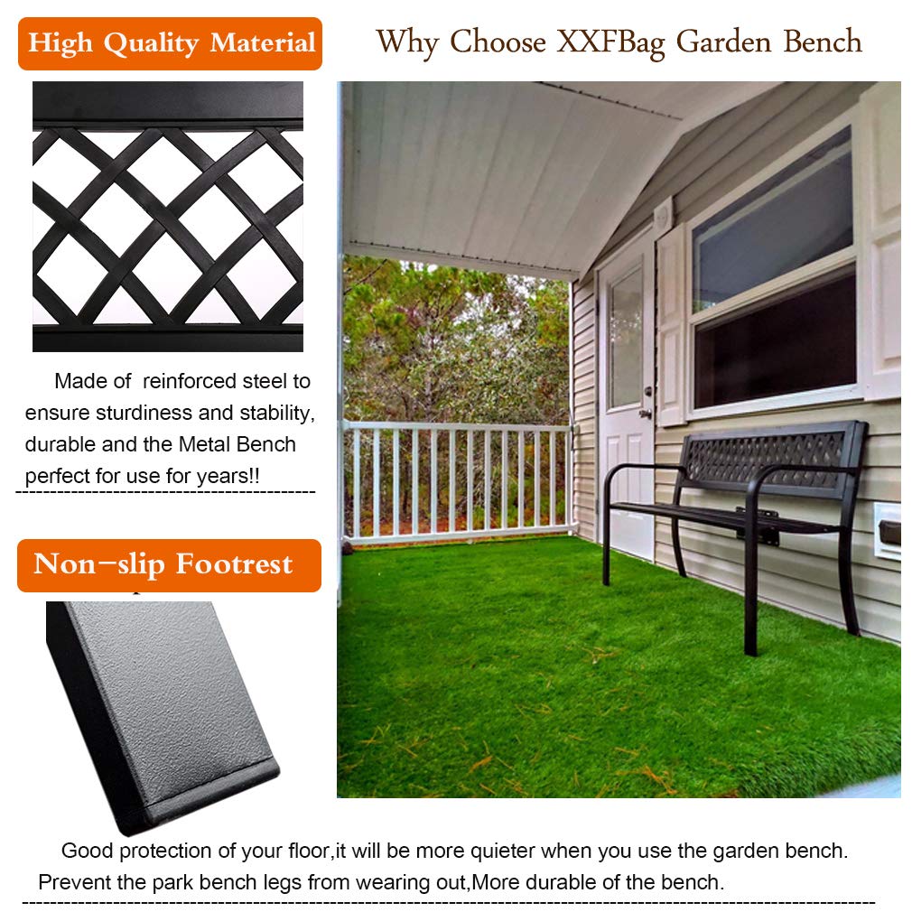 Black Metal Outdoor Bench with Armrests R33351