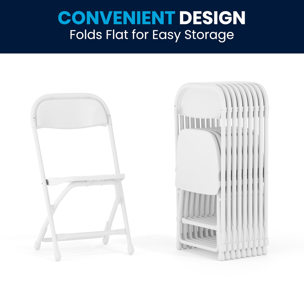 White Kids Plastic Folding Chairs Set of 10 L3817