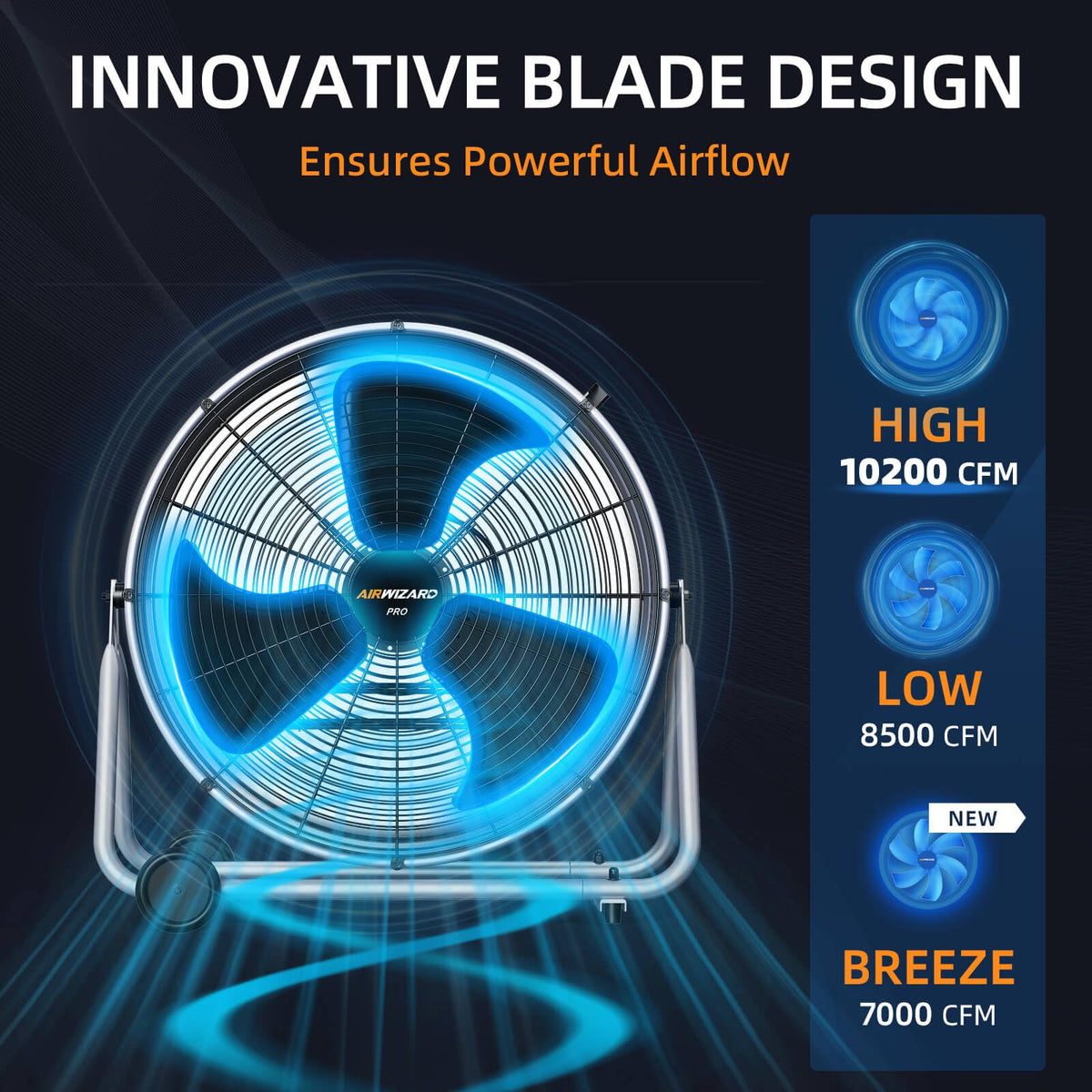 24 inch 300W High Velocity Metal Floor Fan D27439