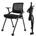 2 Pack Black Mesh Folding Office Chairs with Wheels R81556