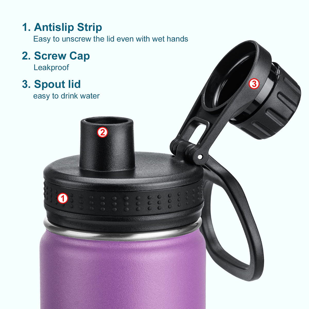 Stainless Steel Vacuum Insulated Water Bottle 16 oz 2 Pack Z5304