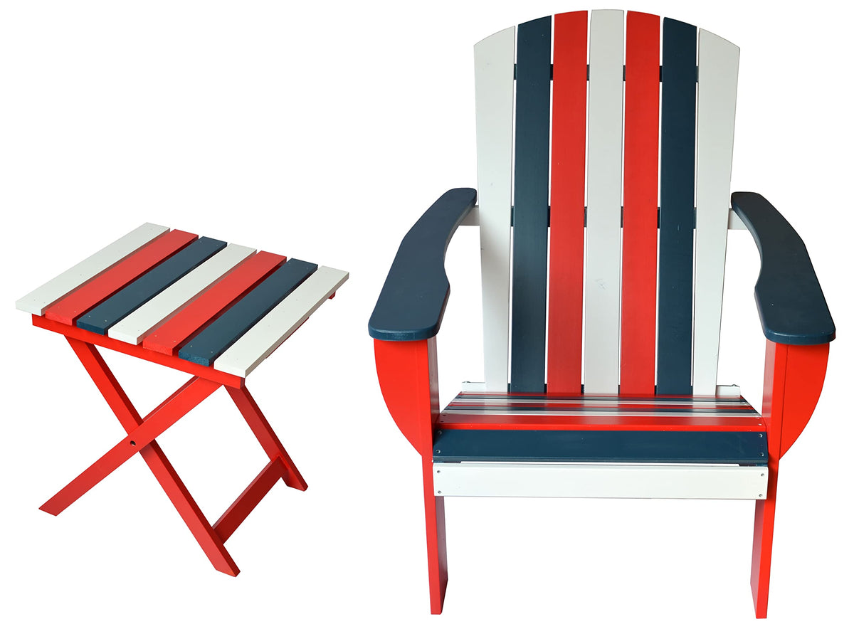 Solid Cedar Adirondack Chair with Bottle Opener and Folding Table L43198
