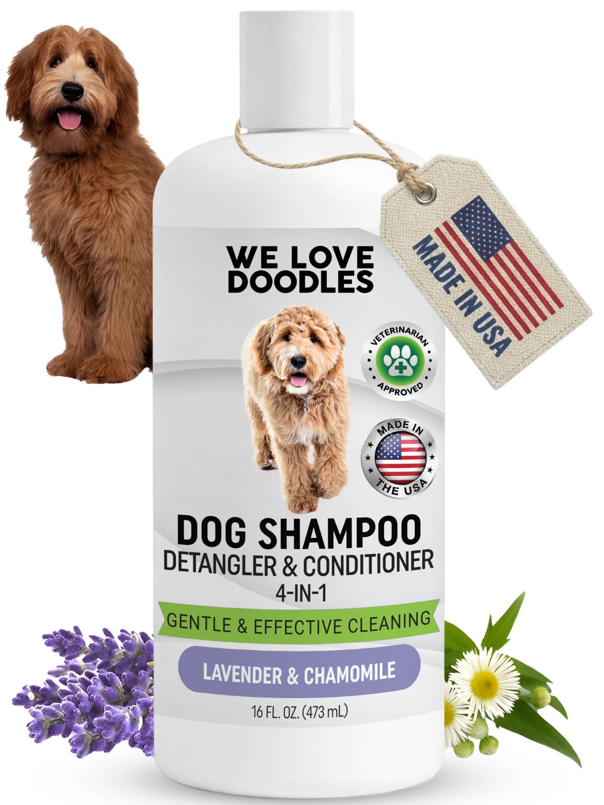 Hypoallergenic Tearless Dog Shampoo, Conditioner & Detangler 16OZ R86282