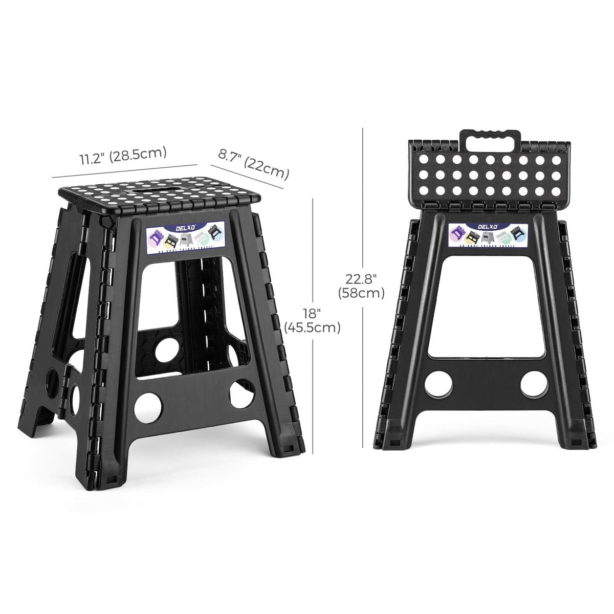 Black 1 Pack Folding Plastic Step Stool E79335