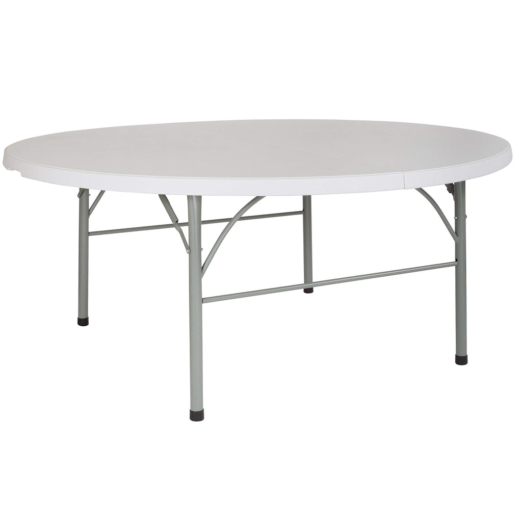 6-Foot Round Bi-Fold Granite White Plastic Folding Table U124608