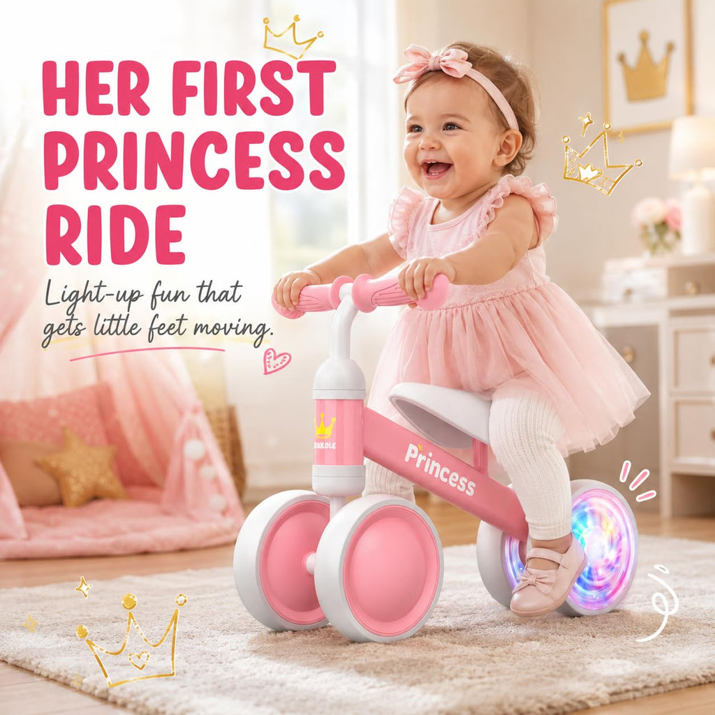 Pink Balance Bike with LED Light Up Wheels M567