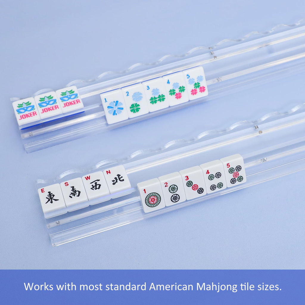 4-Pack Clear Acrylic Mahjong Racks with Pushers 19.7" I779