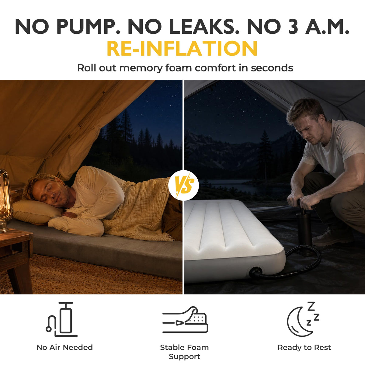 3 Inch Memory Foam Camping Mattress Pad B248