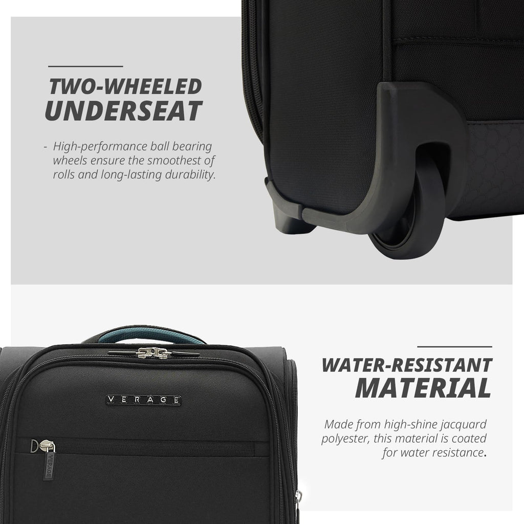 16-Inch Black Underseat Carry On Luggage with Wheels V1514