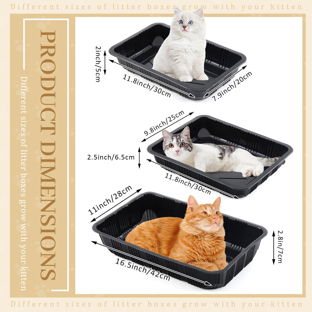 30 Pcs Disposable Plastic Cat Litter Trays 3 Sizes Black Z4513