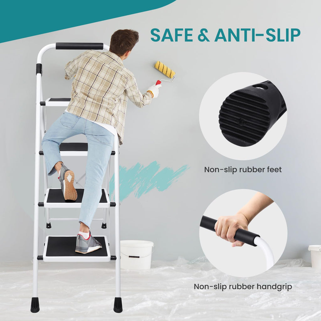 4 Step Foldable Step Stool with Anti-Slip Pedal M211