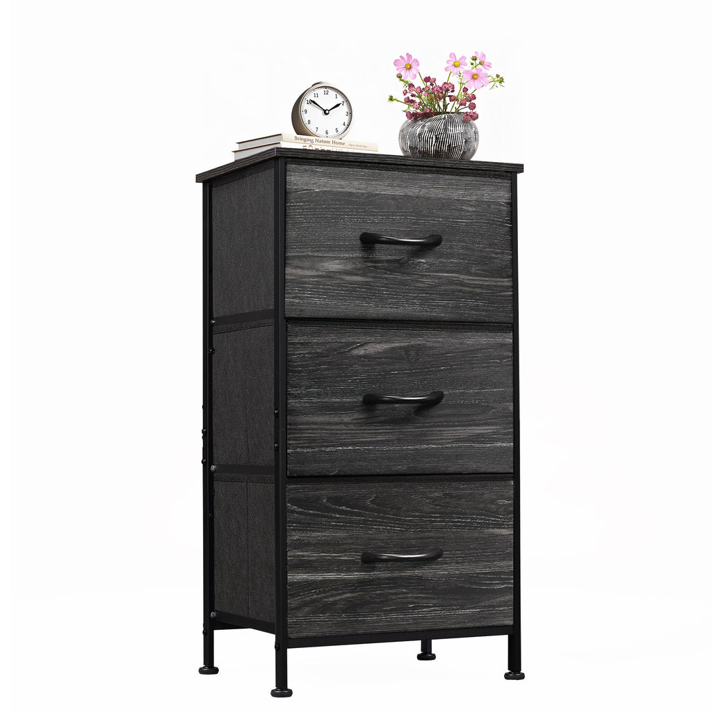 Black 3 Drawer Wood Dresser E492