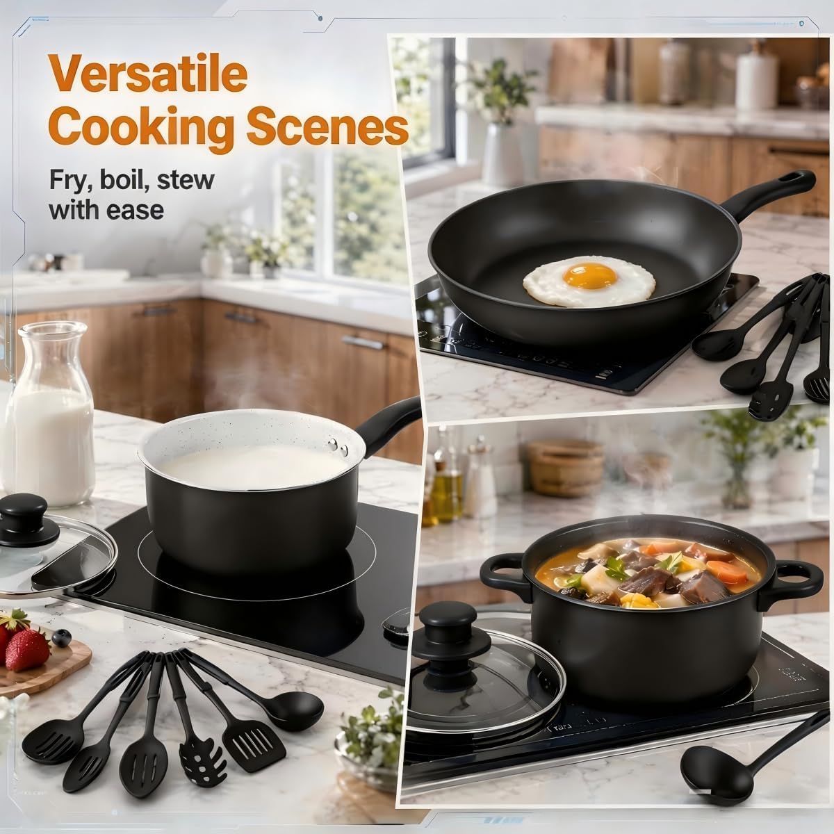 12 Piece Non Stick Maifan Stone Cookware Set U725