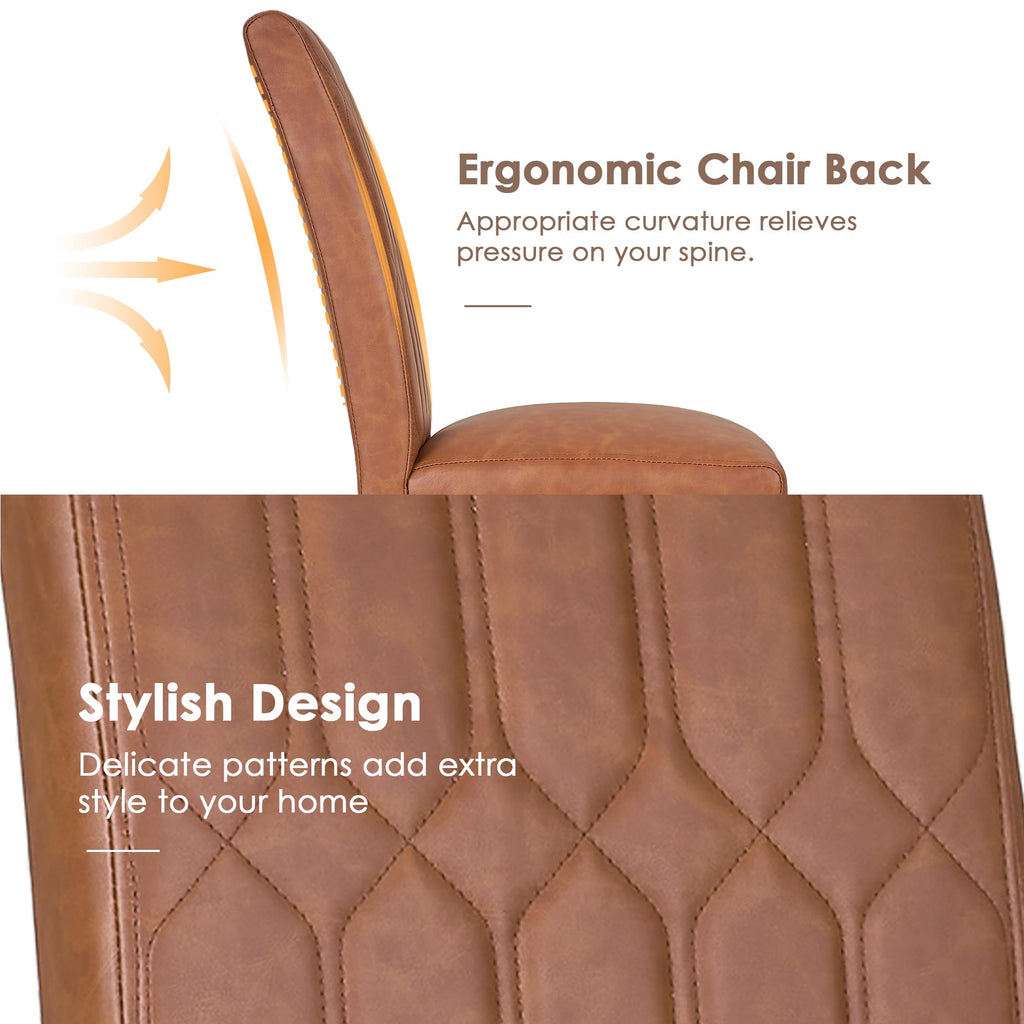 Upholstered Dining Chairs Set of 2 PU Leather Brown W1072