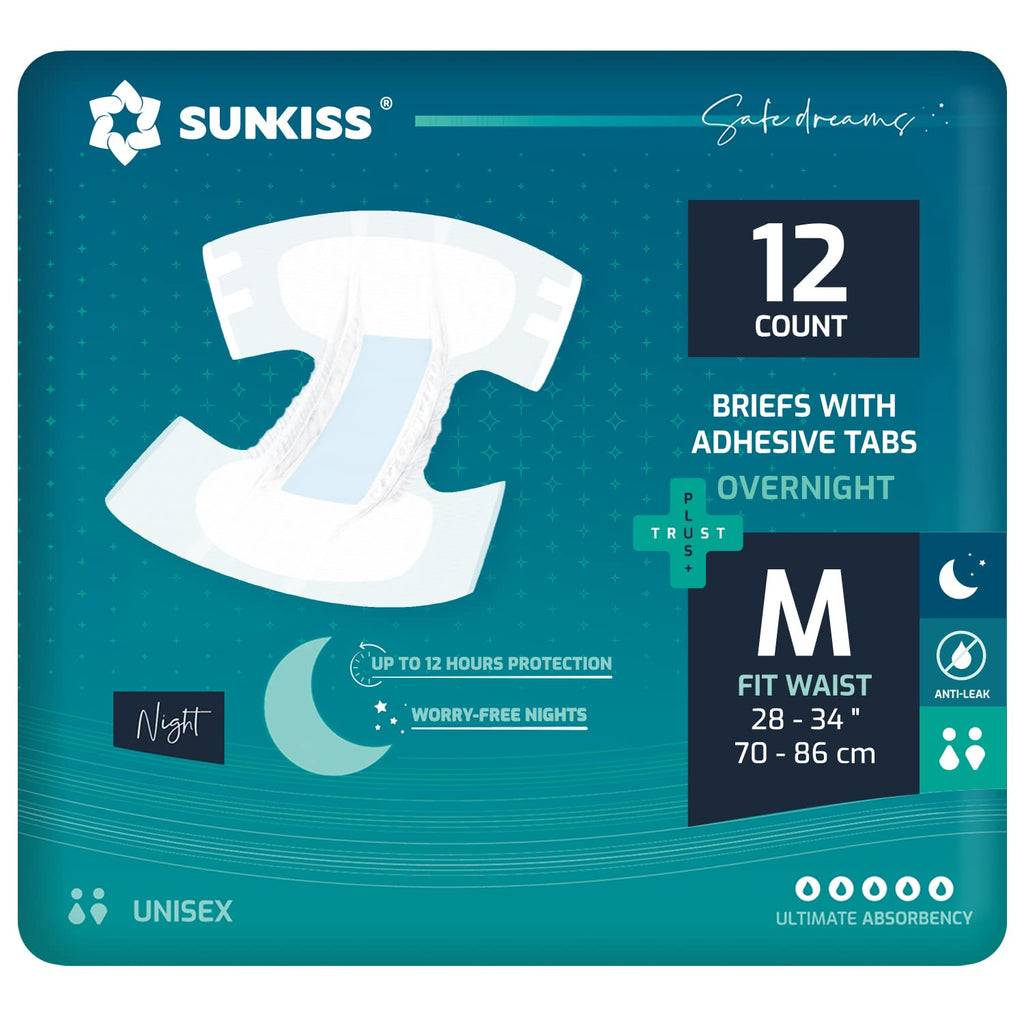 Adult Diapers Medium 12 Count & Booster Pads 26 Count Bundle E1215