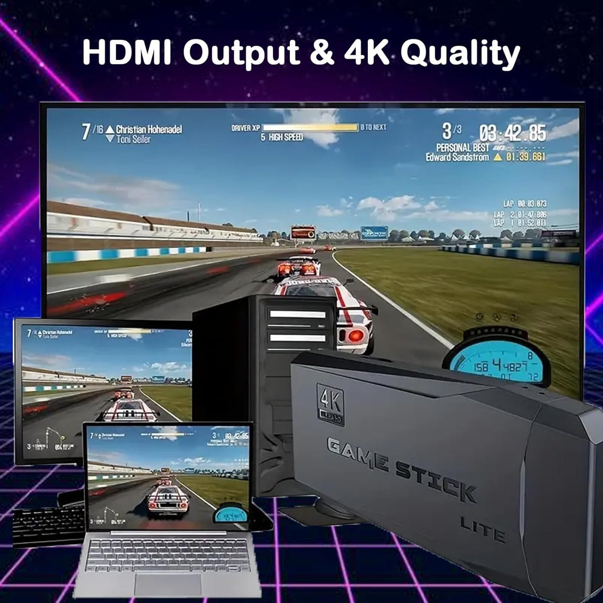 Retro Game Console 4K HDMI 15 Classic Emulators Dual 2.4G Wireless Controllers W27830