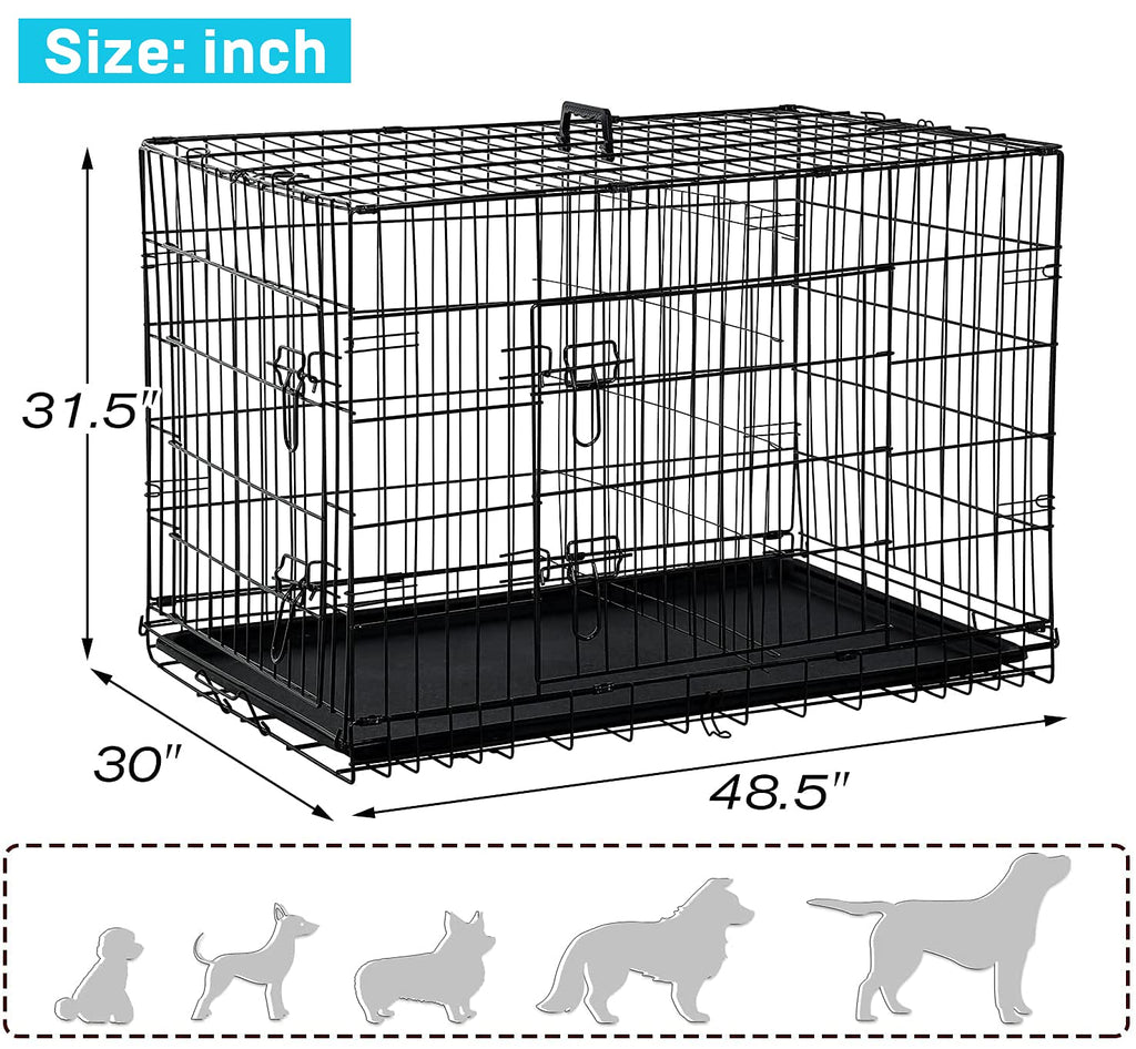 48" Heavy Duty Folding Wire Metal Dog Crate with Divider N670