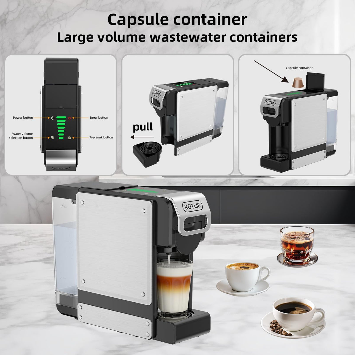 19 Bar Single Serve Coffee Maker with 34 Oz Reservoir C925