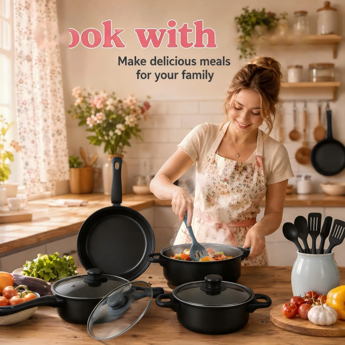 12 Piece Non Stick Maifan Stone Cookware Set U725