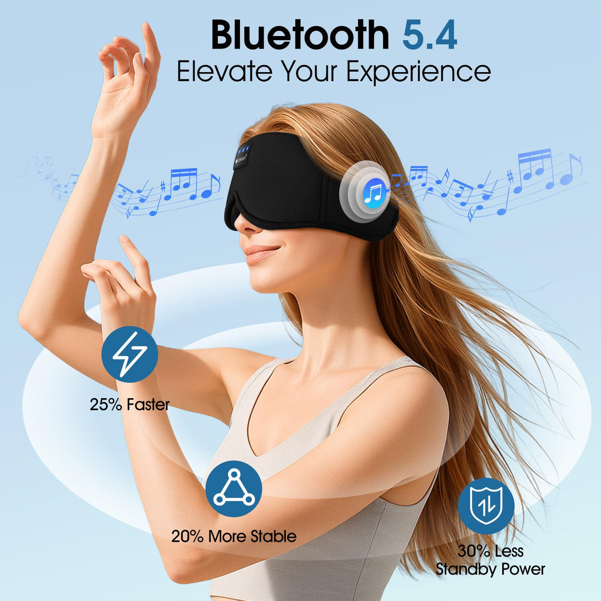 Bluetooth Sleep Headphones Mask with 3D Stereo Speakers J5213