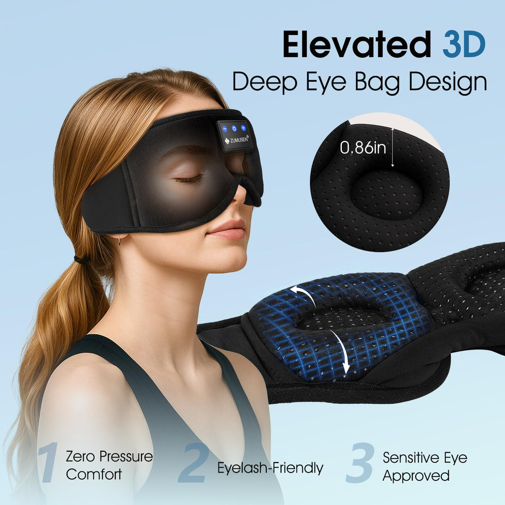 Bluetooth Sleep Headphones Mask with 3D Stereo Speakers J5213