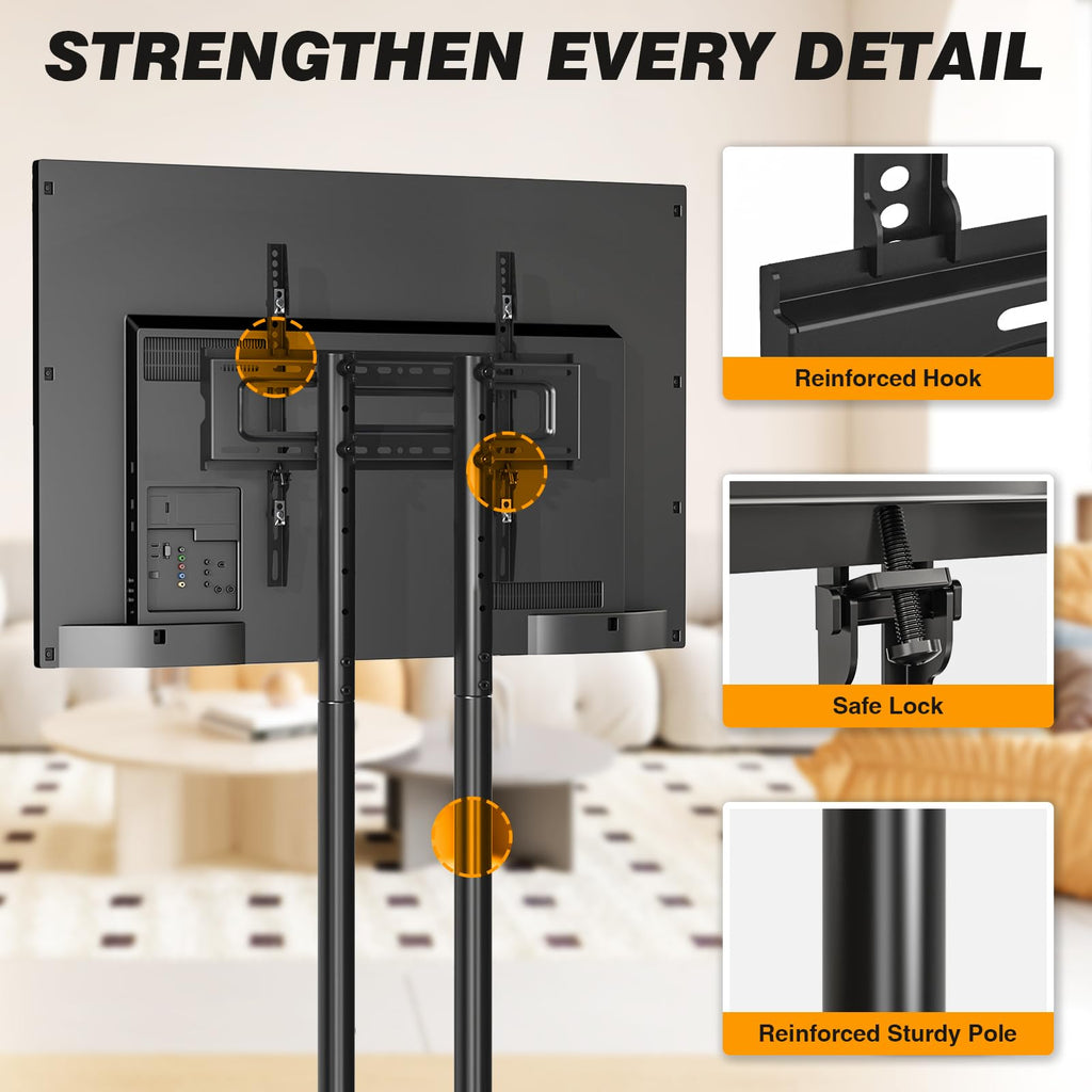 Dual-Pole Rolling TV Stand for 32-75 inch TVs H823