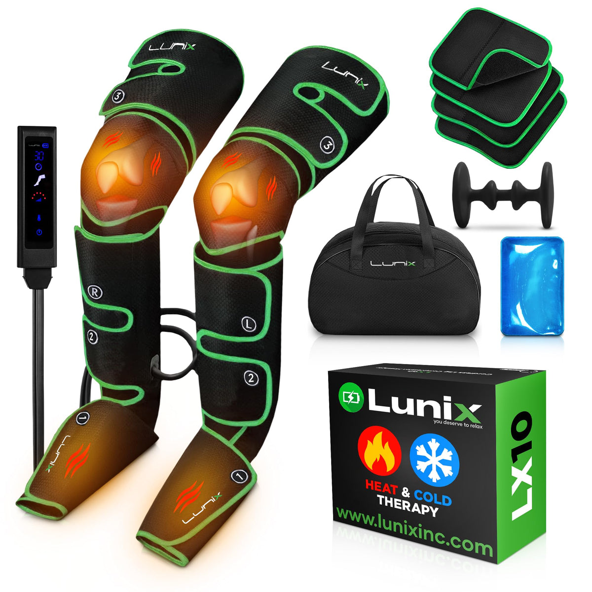 Cordless Compression Leg Massager with Heat & Cold Therapy P773853
