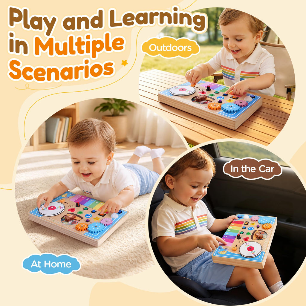 Wooden Montessori Busy Board with Piano Keyboard H650