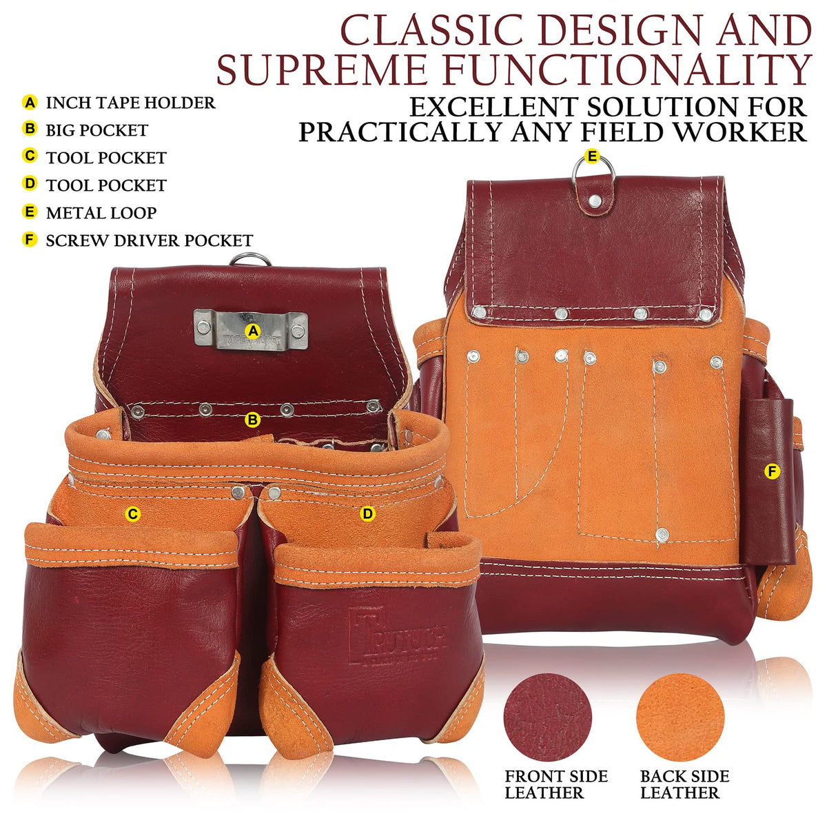 Maroon Leather Tool Belt U256