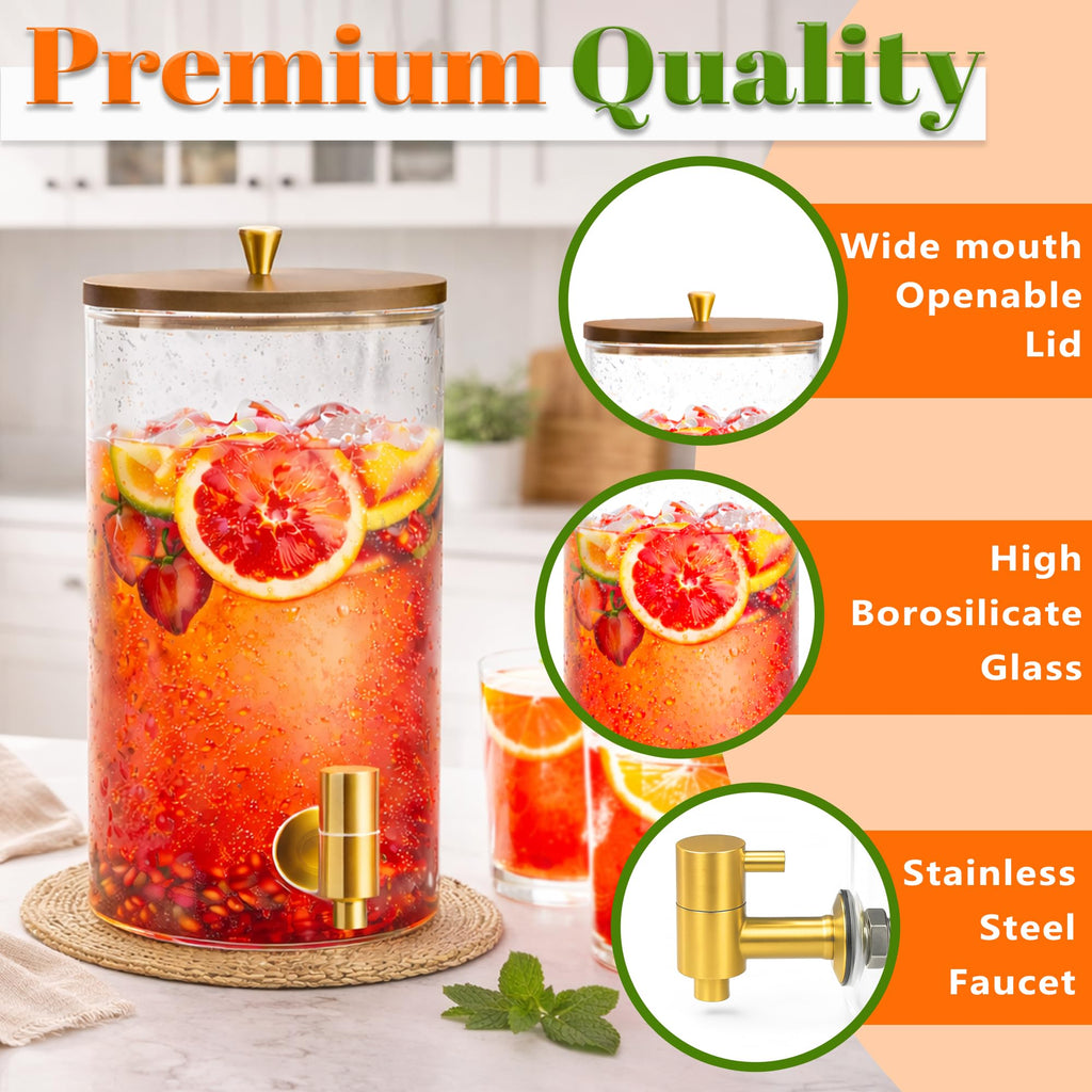 2PCS 1.5 Gallons Glass Drink Dispenser with Spout X601873