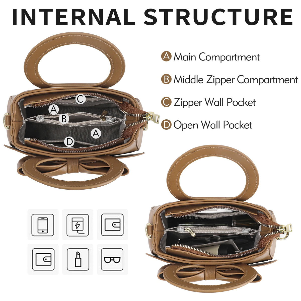 Vegan Leather Crossbody Bag with Top Carry Handle P243