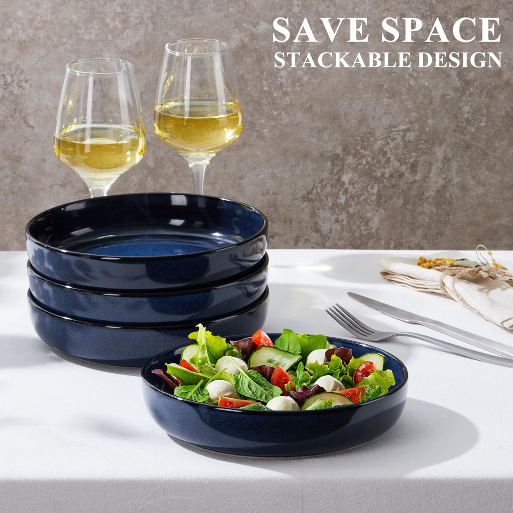 Blue Stoneware Pasta Bowls Set of 4 A9405