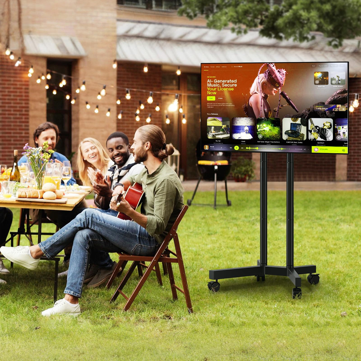 Dual-Pole Rolling TV Stand for 32-75 inch TVs H823