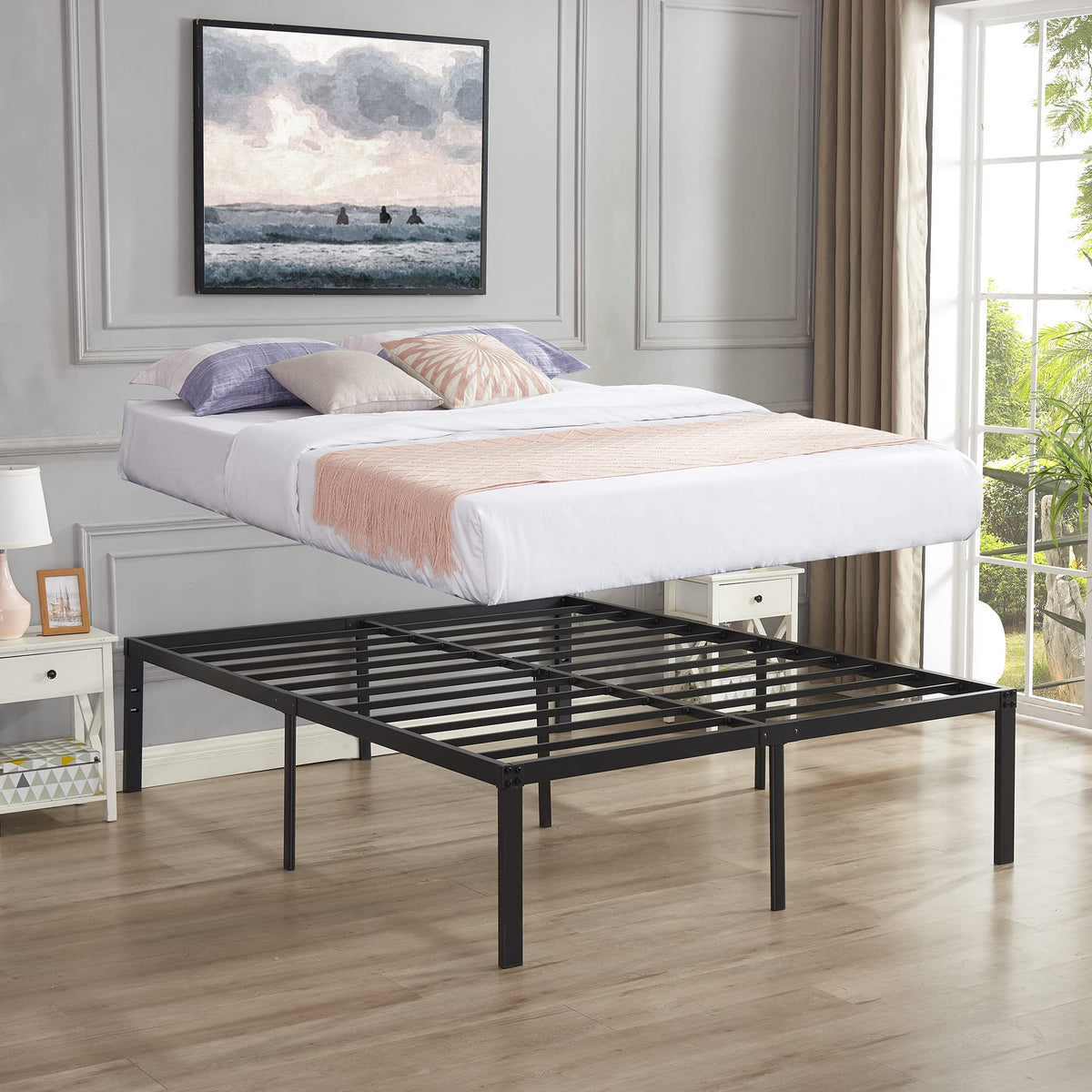 Queen Size Metal Platform Bed Frame K608126