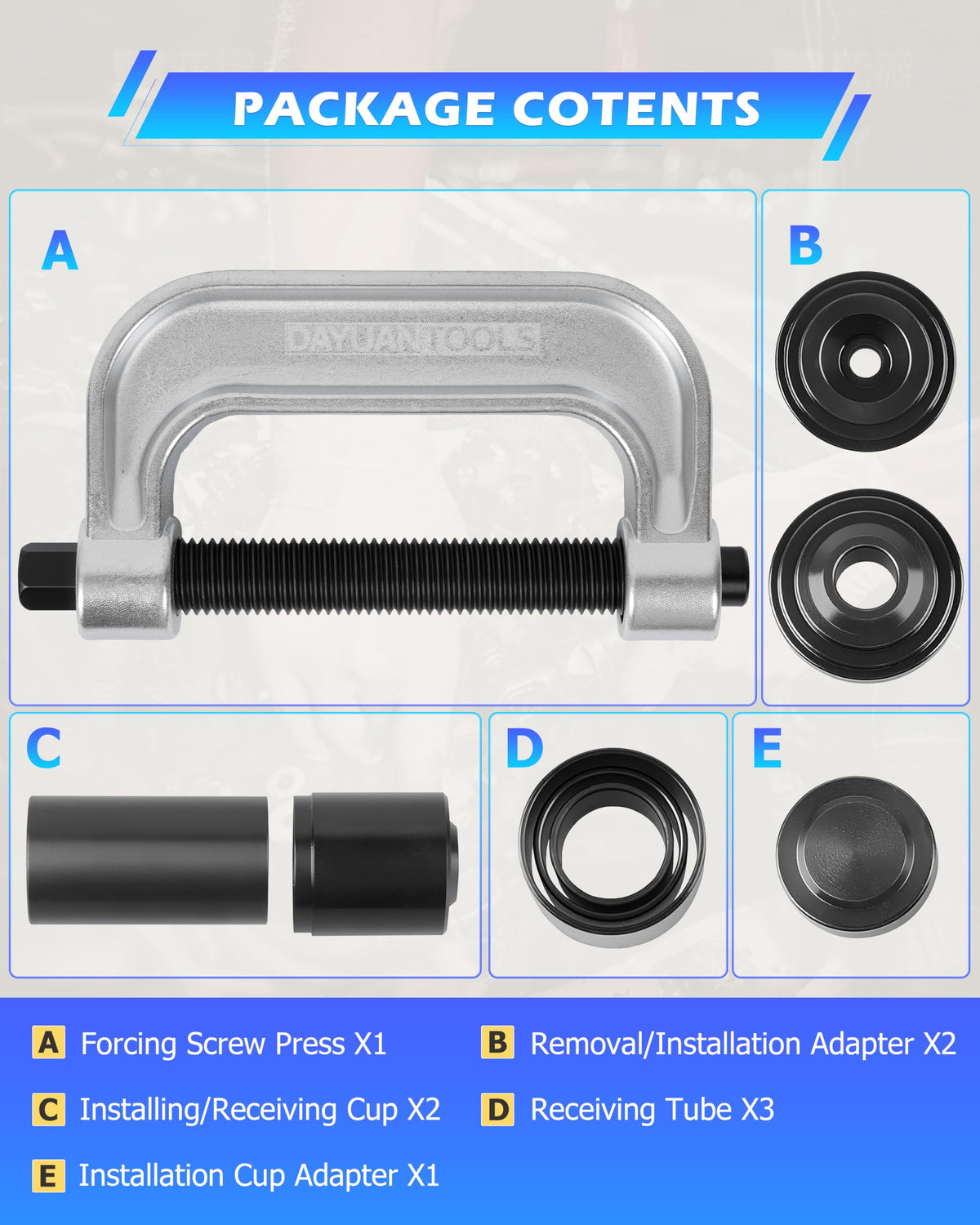 9 Pcs Axle Nut Hub Impact Socket Set with Ball Joint Press & U Joint Removal Tool E113