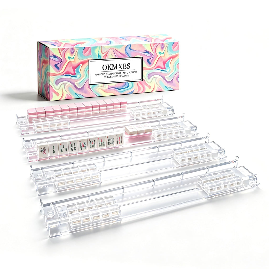 Set of 4 Clear Acrylic Mahjong Racks with Pushers H969880