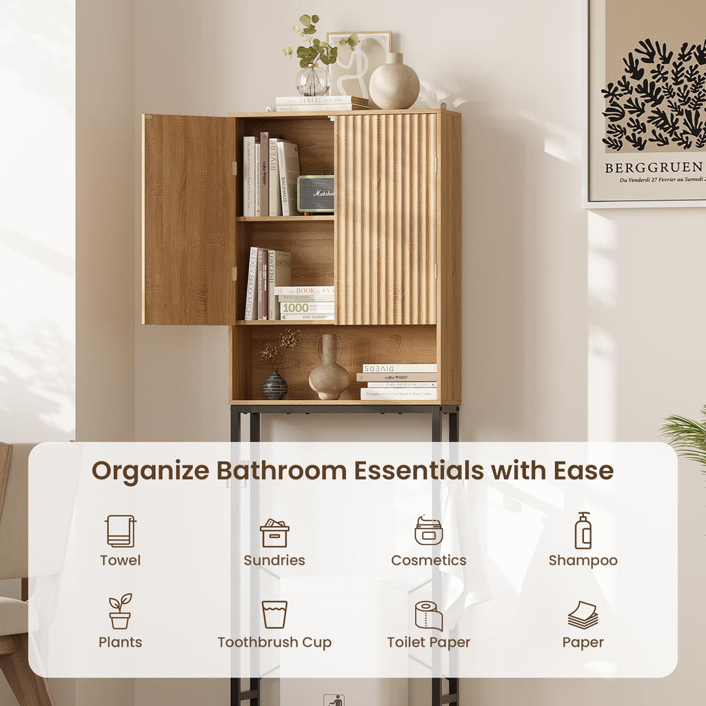 Freestanding Tall Wood Over The Toilet Storage Cabinet D291
