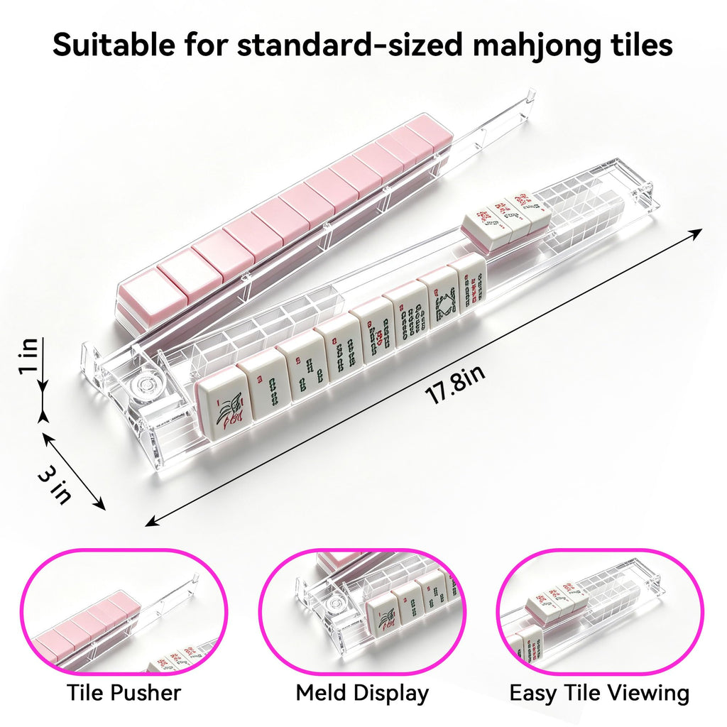 Set of 4 Clear Acrylic Mahjong Racks with Pushers H969880