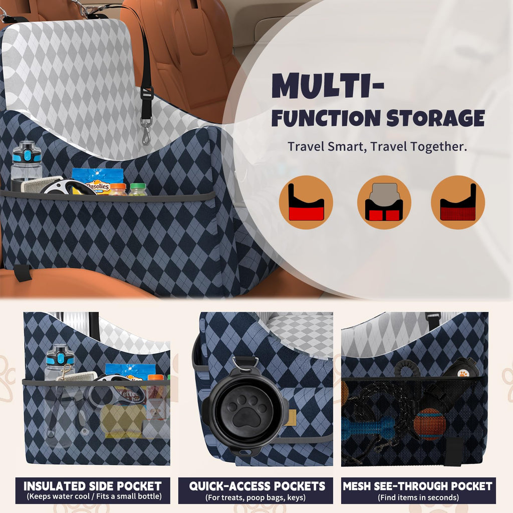 Memory Foam Dog Booster Seat with Safety Belt C7354
