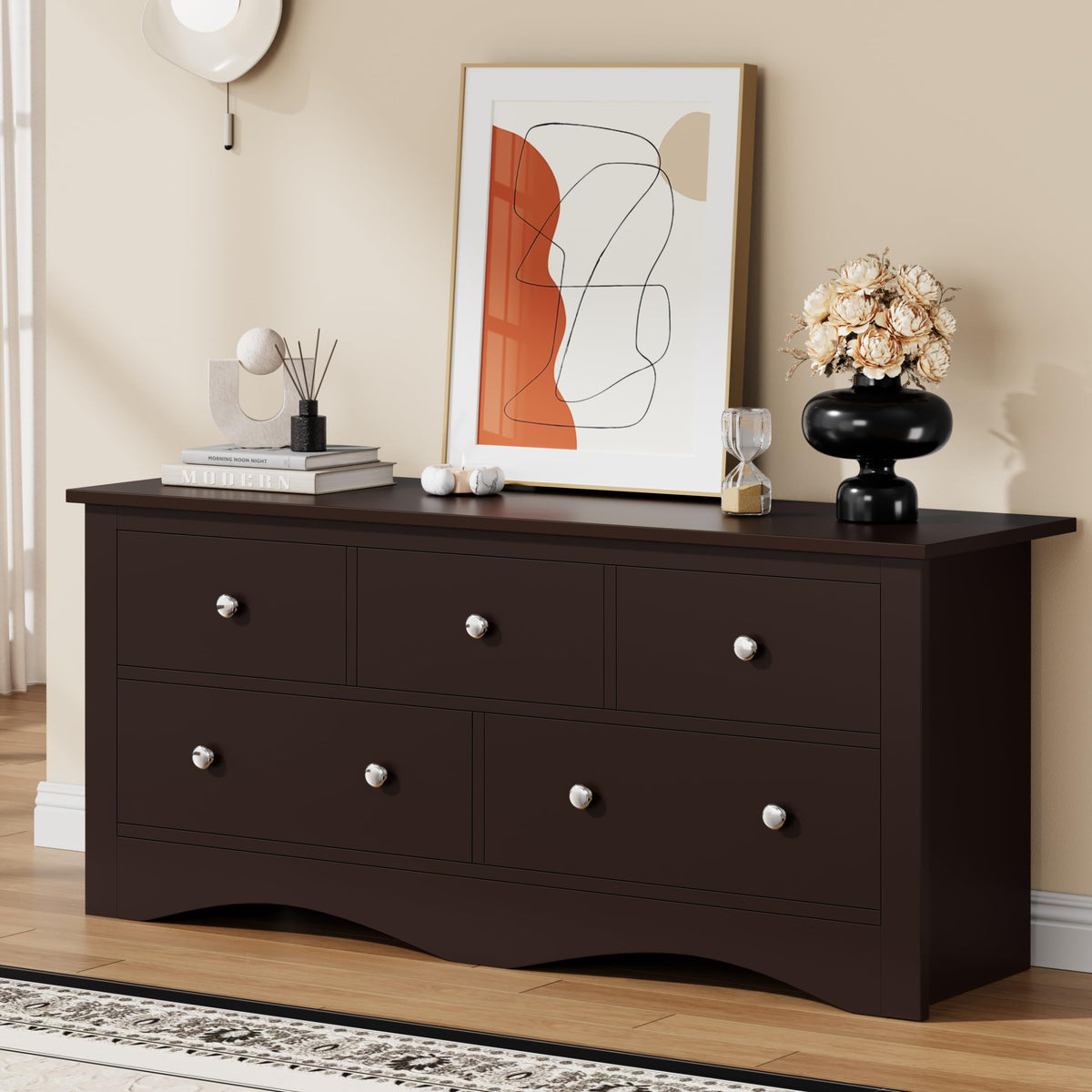 Brown 5 Drawer Dresser Y151267